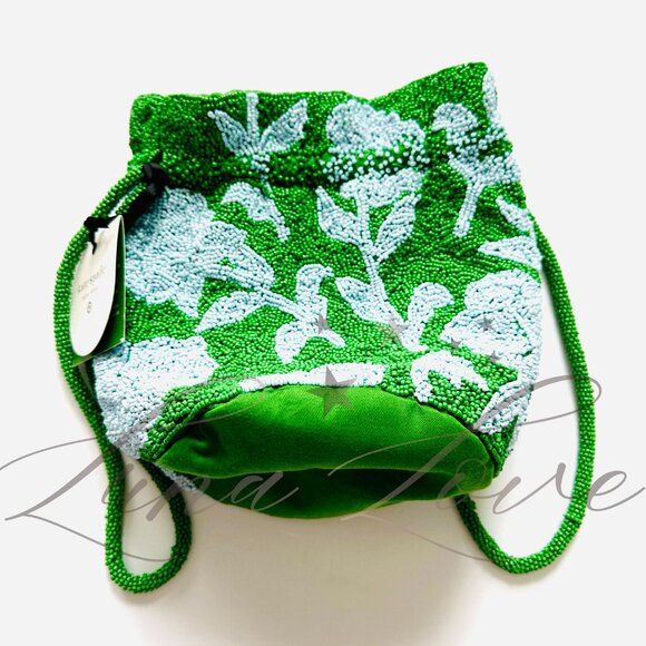 KATE SPADE New York x Target Beaded Classic Rose Drawstring Bucket In Green NWT - Picture 7 of 12
